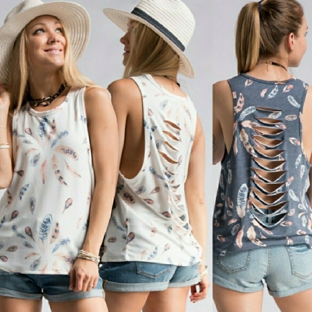 Distressed Back Feather Tank